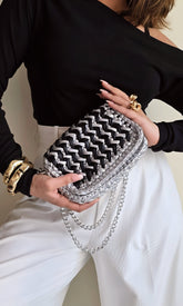 Waffle Black & Silver - Shoulder Bag