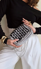 Waffle Black & Silver - Shoulder Bag