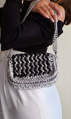 Waffle Black & Silver - Shoulder Bag