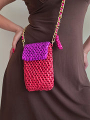 Mobile Pouch - Red & Jamun