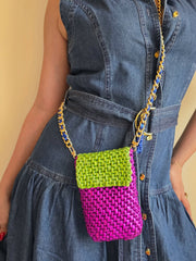 Mobile Pouch - Jamun & Parrot green