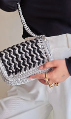 Waffle Black & Silver - Shoulder Bag