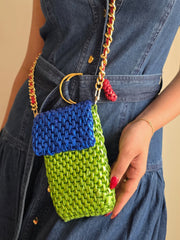 Mobile Pouch - Parrot green & Sax blue