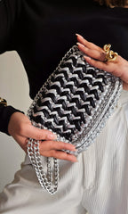 Waffle Black & Silver - Shoulder Bag