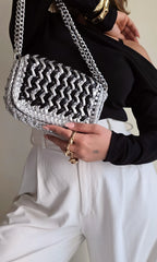 Waffle Black & Silver - Shoulder Bag