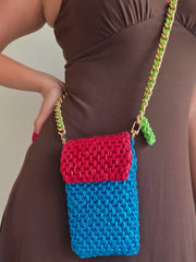 Mobile Pouch - Turquoise & Red
